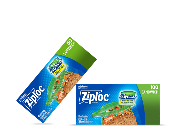 Box of 50 count and 100 count Ziploc® Sandwich bags