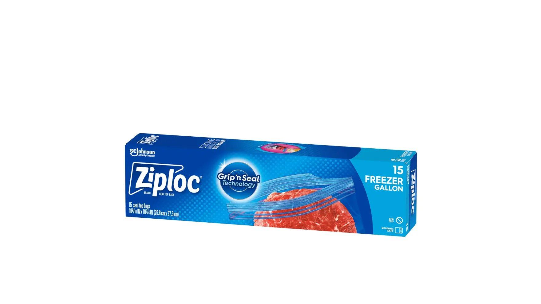 Angle of a box of Ziploc® Freezer Large Bags