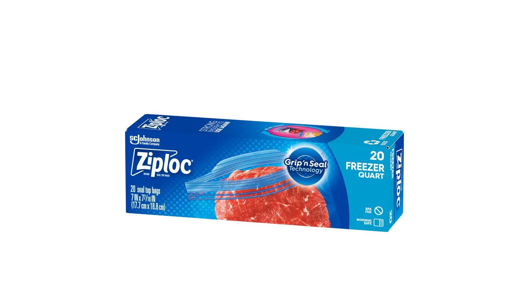 Angle of a box of Ziploc® Freezer Medium Bags