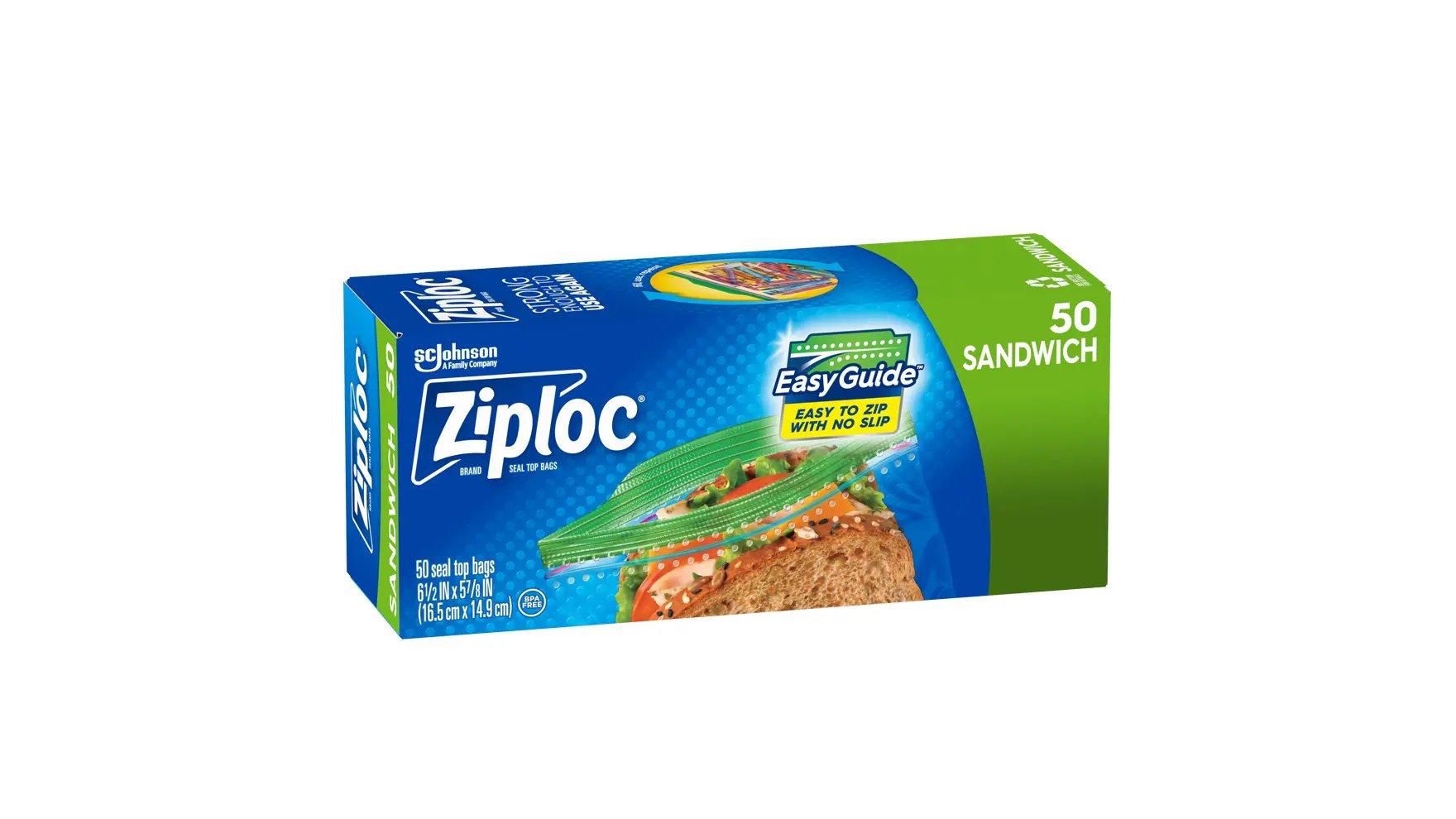 Angle of a box of Ziploc® Sandwich Bags